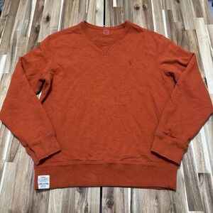Polo Ralph Lauren & Co Sweater‎ Mens L Orange Thermal Lined Crewneck Preppy Pony